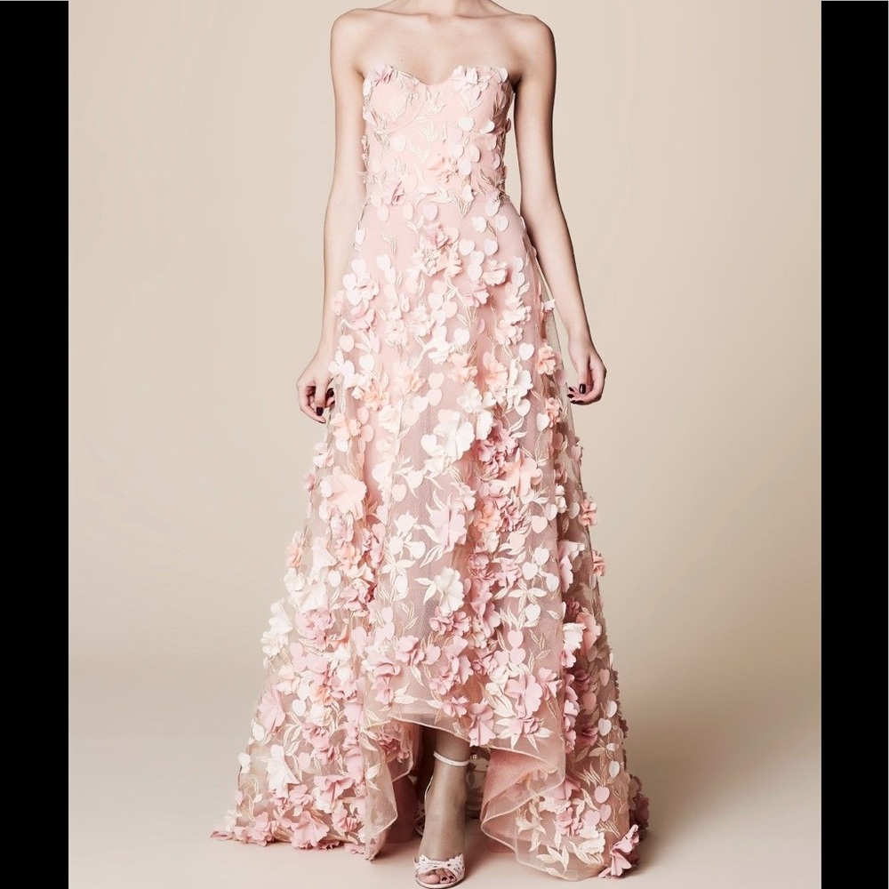 Marchesa Notte 3D Floral high-lo gown Size 6